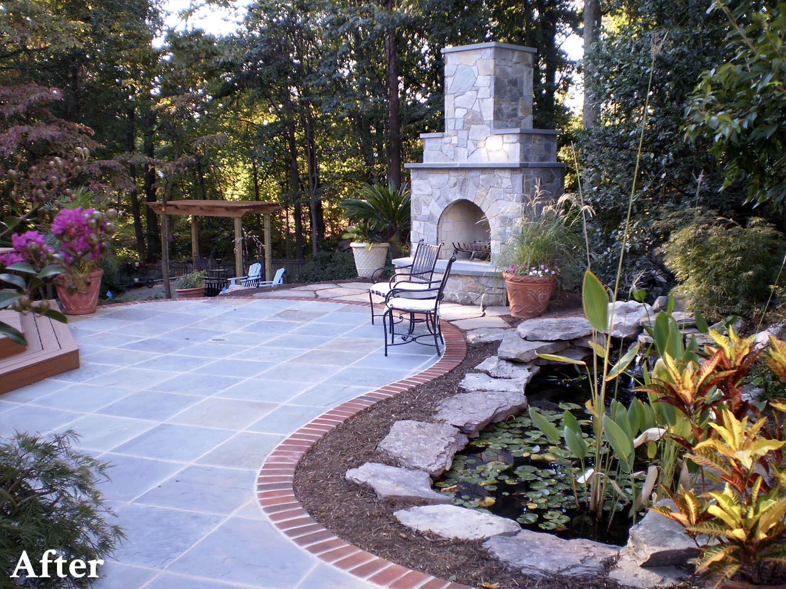 Stone & Brick Patio Stone Outdoor Fireplace-AFTER