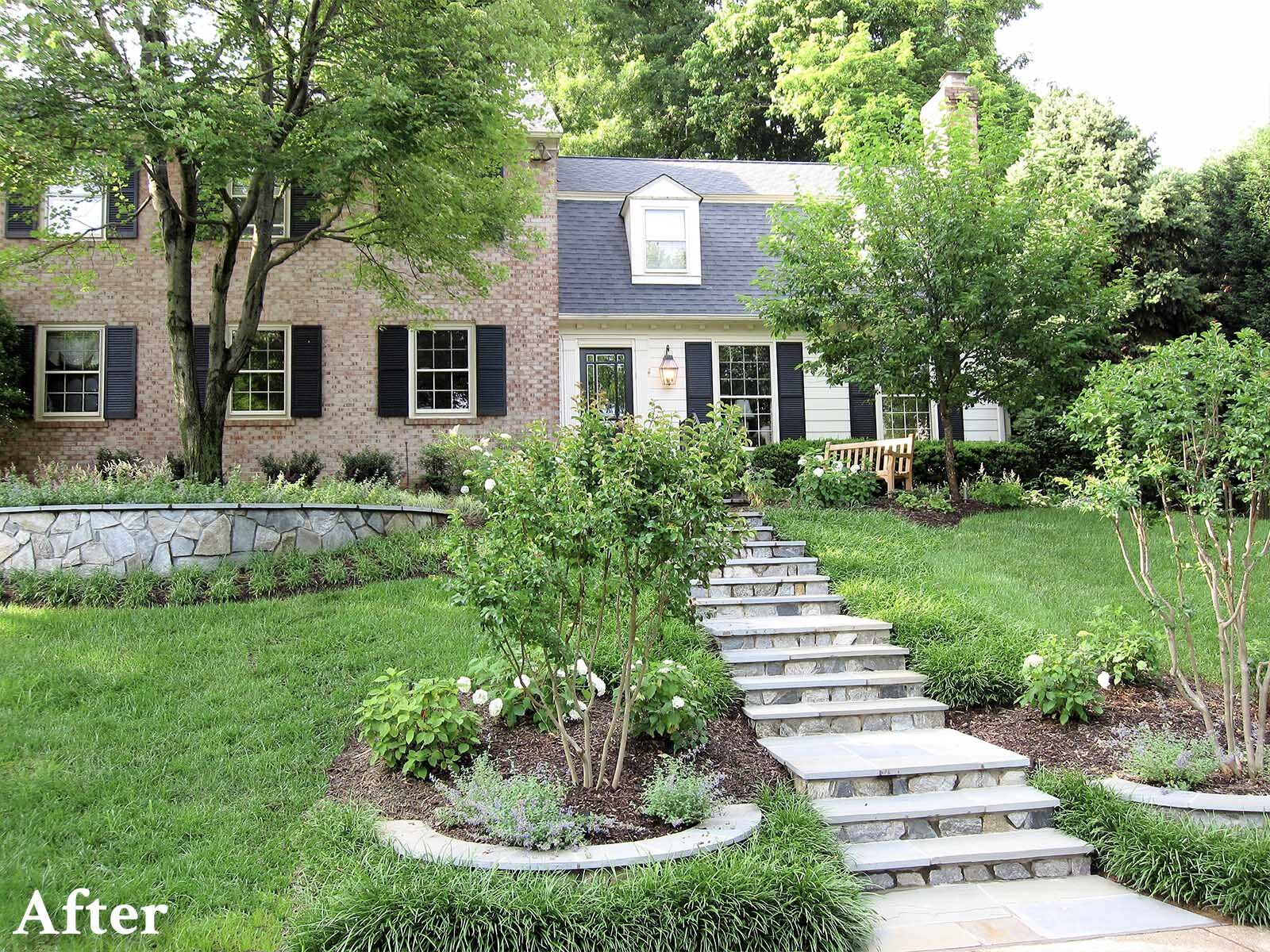 Stone Front Steps and Retaining Walls-AFTER