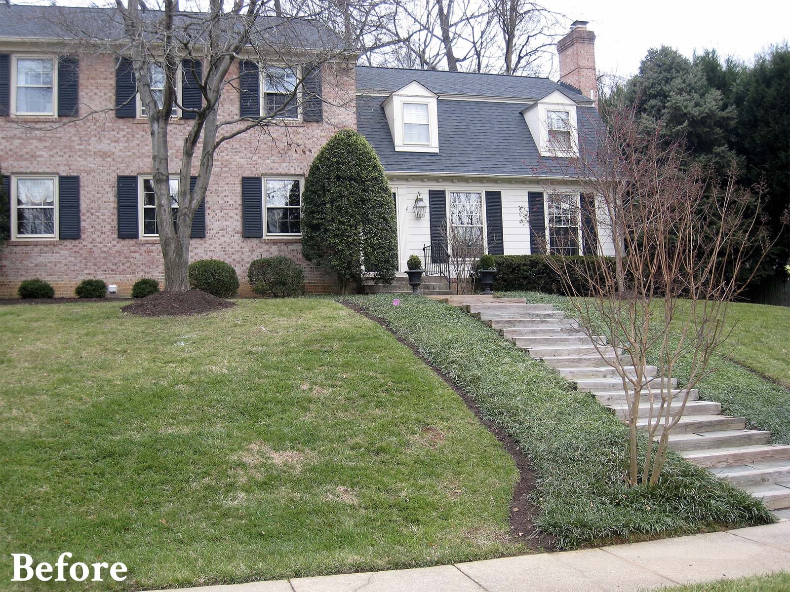 Stone Front Steps and Retaining Walls-BEFORE